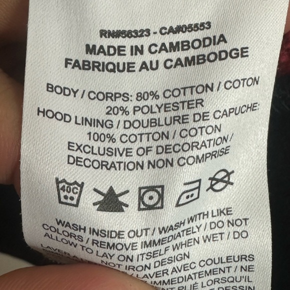 Nike Black Red Pattern Hoodie Size L Men's Pullover Athletic Sweatshirt - Picture 6 of 7